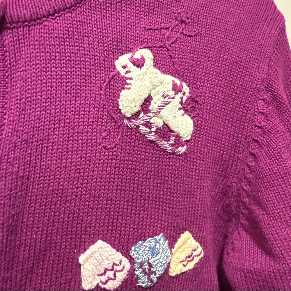 Vintage Northern Getaway Purple 100% Cotton Embroidered Cardigan L - Picture 4 of 7